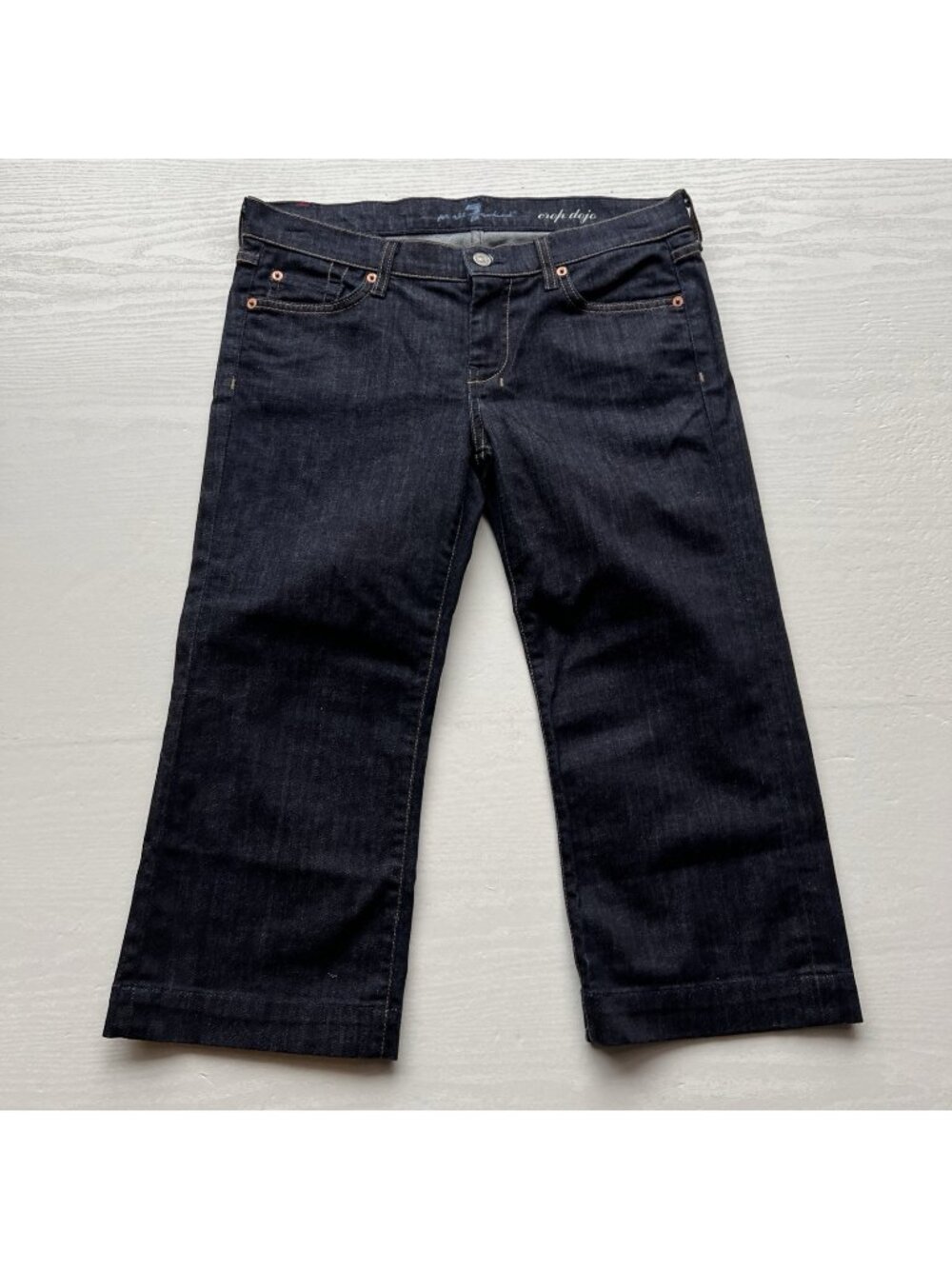 7 For All Mankind Low Rise Capri‎ DOJO Jeans Dark Rinse Womens 30
